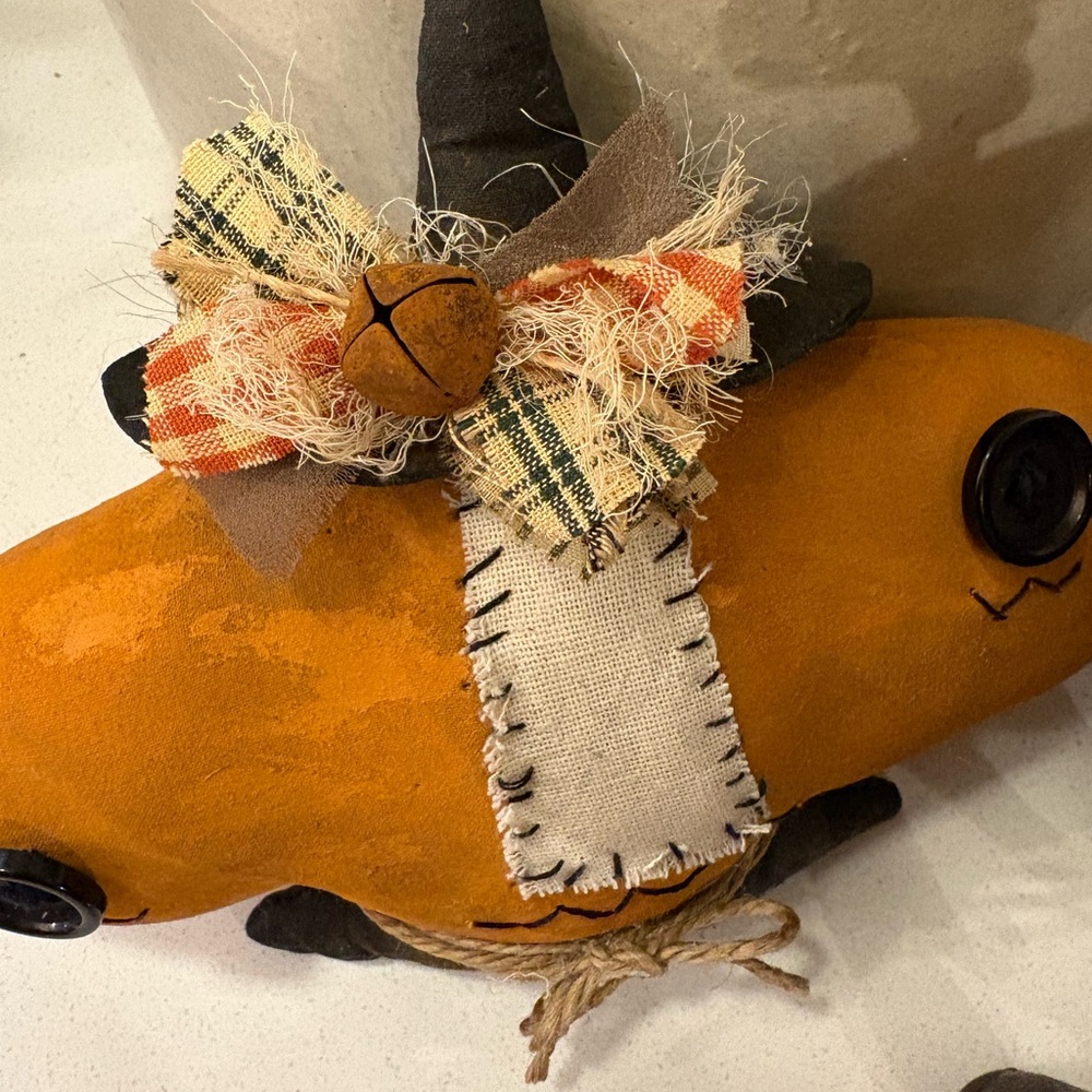 Handmade Primitive Orange Pumpkin Decor - Picture 4 of 6